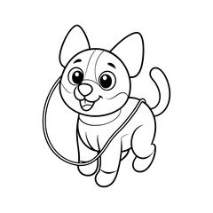Fototapeta premium Puppy Jumping Rope Coloring Page