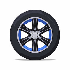 Obraz premium Roue de voiture entière vue de profil, pneu, jante, arrière plan blanc