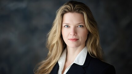 staff. Confident business professional in formal attire, exuding professionalism and approachability in a neutral setting. pitch deck slides.