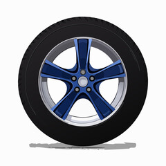 Obraz premium Roue de voiture entière vue de profil, pneu, jante, arrière plan blanc