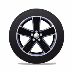 Obraz premium Roue de voiture entière vue de profil, pneu, jante, arrière plan blanc