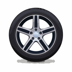 Fototapeta premium Roue de voiture entière vue de profil, pneu, jante, arrière plan blanc