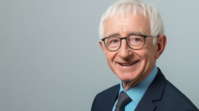 staff. Confident business professional in formal attire, exuding professionalism and approachability in a neutral setting. pitch deck slides.