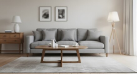 modern living room background with blurred sofa and coffee table