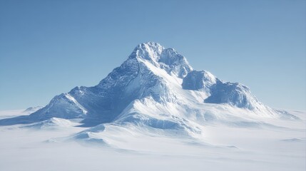 Snowy Mountain Peak With Pristine White Landscape