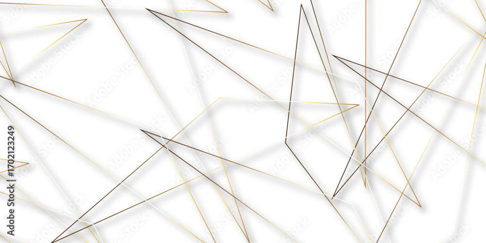 Poster abstract background with liens and triangles shape on white background. white and golden geometric o