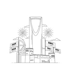 a drawing of a building with a clock tower