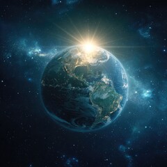 Fototapeta premium Earth from space, sunburst