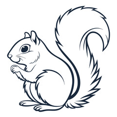 Outline of a Squirrel A Simple Black and White Illustration