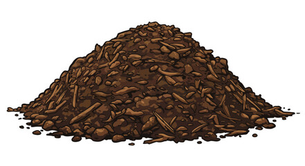 Cartoon Illustration of a Pile of Dark Brown Soil.