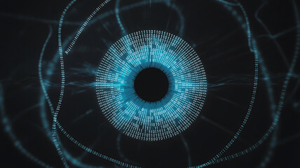 Binary Code Eye A Digital Data Visualization Concept Depicting Technology and Cybersecurity With a Cyberpunk Futuristic Aesthetic
