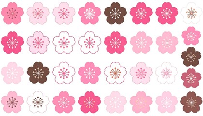 Floral Array: Charming Pink Blossom Decorations in a Repeating Pattern
