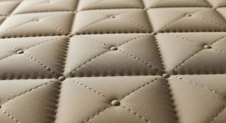 Fototapeta premium Beige Upholstery with Diamond Stitching.