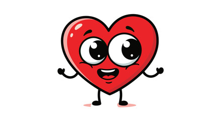A Cute Cartoon Heart Character with Big Expressive Eyes and a Smiling Mouth is Dancing and Waving its Arms Cheerfully