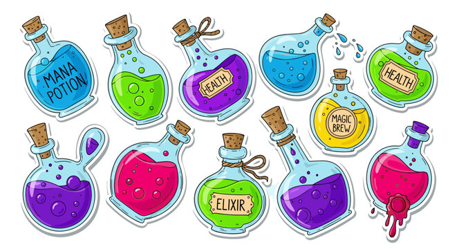 Magical Elixir Potions Collection for Fantasy Games and Enchanted Adventures