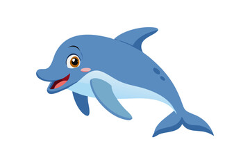 Obraz premium Cute cartoon dolphin swimming