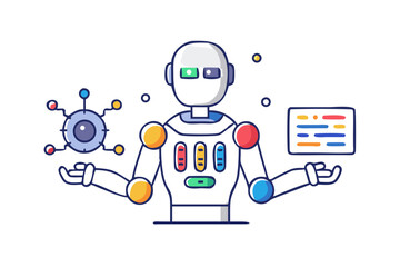 Robot with data and code symbols