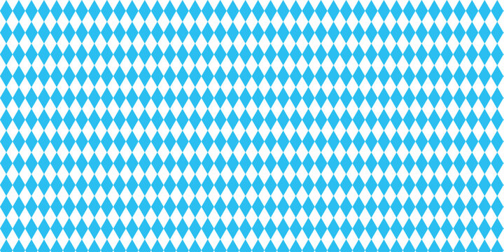 Seamless Bavarian blue and white diamond pattern vector, traditional Oktoberfest background.