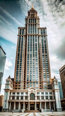 Naklejka premium Grandiose building with a tall tower