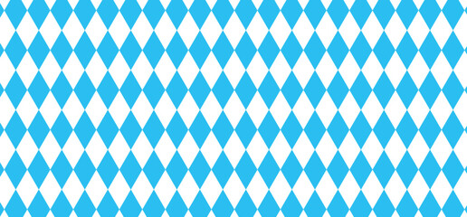 Seamless Bavarian lozenge diamond pattern vector, abstract blue and white background.