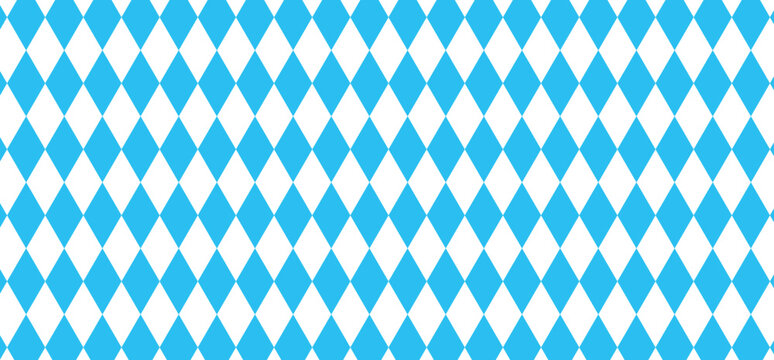 Seamless Bavarian lozenge diamond pattern vector, abstract blue and white background.