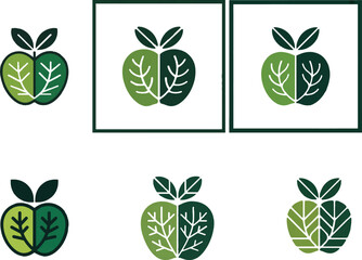Green apple leaf logo variations leaves nature