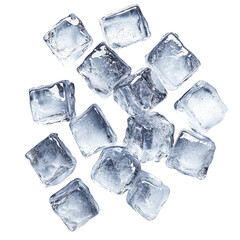 Obraz premium Many ice cubes isolated on transparent background, perfect for cooling down drinks