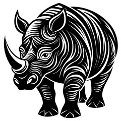 Fototapeta premium Bold black rhinoceros design on white background