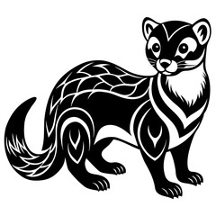 Obraz premium Black footed ferret illustration with bold black design on white background