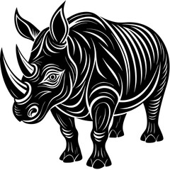 Obraz premium Bold black rhinoceros design on white background