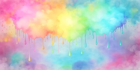 Vibrant rainbow colors dripping down in a fluid motion creating a dynamic and lively visual experience with bold contrasts
