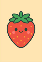 A cheerful and cute strawberry character with a happy smiling face cartoon illustration
