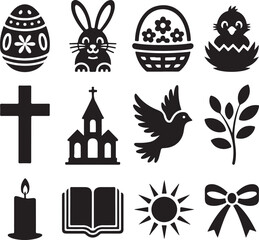 Easter and religious symbols collection for celebration