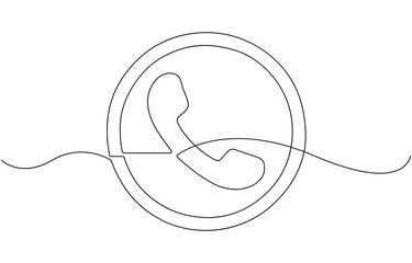 Obraz premium Phone call icon continuous one line drawing.