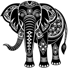 Fototapeta premium Abstract black elephant design on white background