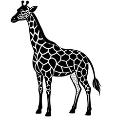 Naklejka premium Abstract black and white giraffe silhouette on white background