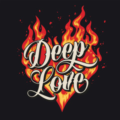 Deep love artwork with vibrant flames and heart