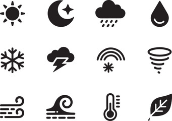 Diverse weather icons for forecasting and climate apps
