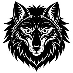Stylized black wolf silhouette on white background