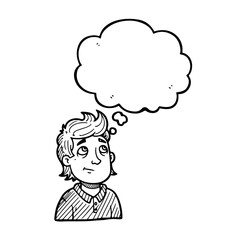 Fototapeta premium Thinking Man with Cloud, Isolated on Transparent Background