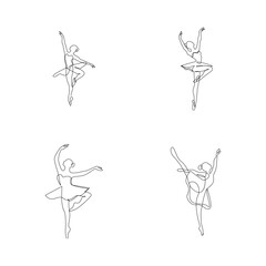 Obraz premium Continuous Line Art of Ballet Dancers Set
