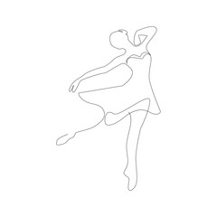Ballerina Dancer in Continuous Line Art Style