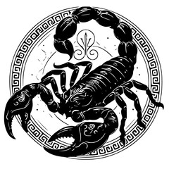 Scorpion with a decorative circle, zodiac sign