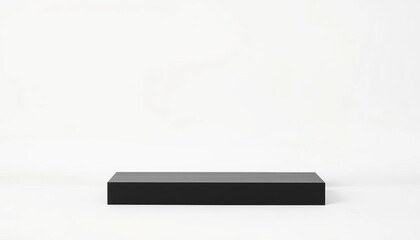 A matte black rectangular box, seamless white backdrop,  geometric,  still life