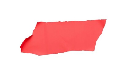 A vibrant red paper sticker with ragged, uneven edges, isolated on a pure white background,  ragged,  isolated