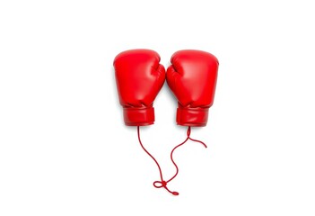 A pair of vibrant red boxing gloves, isolated on a pure white background,   agility,  leather gloves