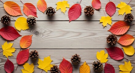 Autumn Leaves & Pinecones: Rustic Fall Background