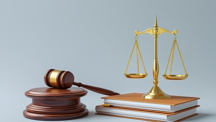 Scales of Justice, Gavel, and Law Books on Desk — Legal & Law Firm Concept