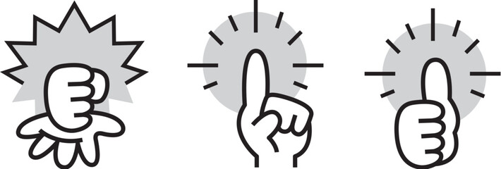 Pointing Hand Vector (monochrome ) – ビジネス資料用ハンドサイン(モノクロ)