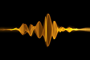 Abstract golden wave form on black background.